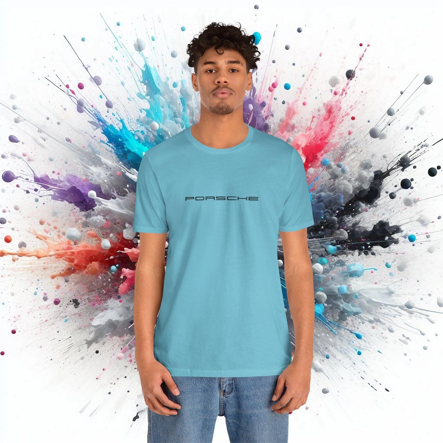 Porsche Inspired Logo Bella+Canvas Short-Sleeve Tee - 16 Colors - Ethical Unisex Cotton T-Shirt - Made in USA - AI Print Spot