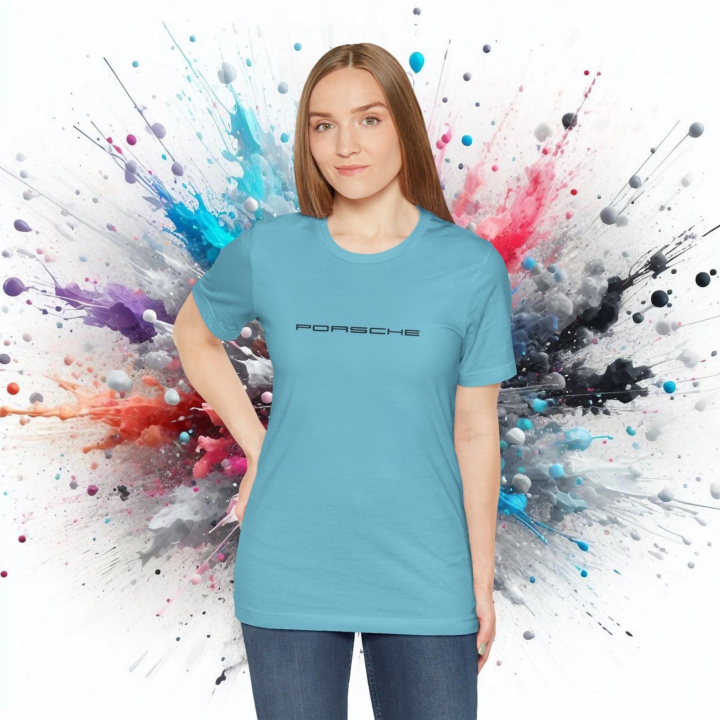 Porsche Inspired Logo Bella+Canvas Short-Sleeve Tee - 16 Colors - Ethical Unisex Cotton T-Shirt - Made in USA - AI Print Spot