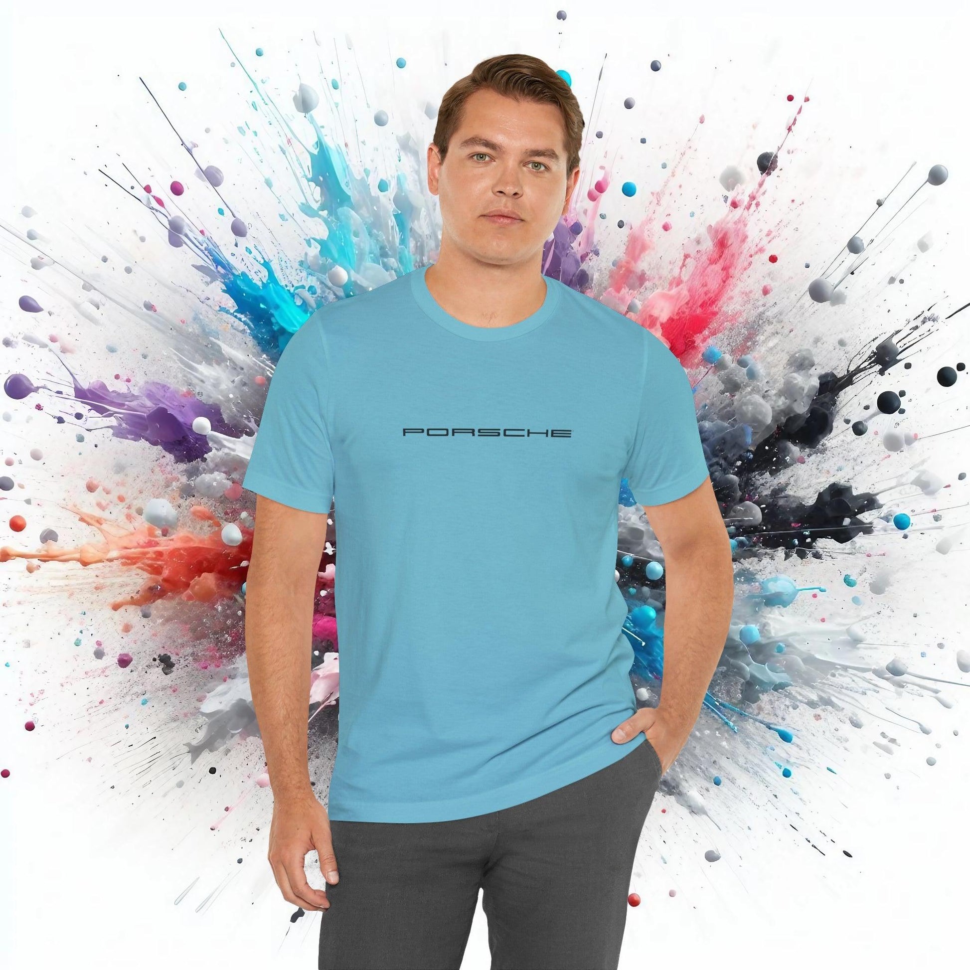 Porsche Inspired Logo Bella+Canvas Short-Sleeve Tee - 16 Colors - Ethical Unisex Cotton T-Shirt - Made in USA - AI Print Spot