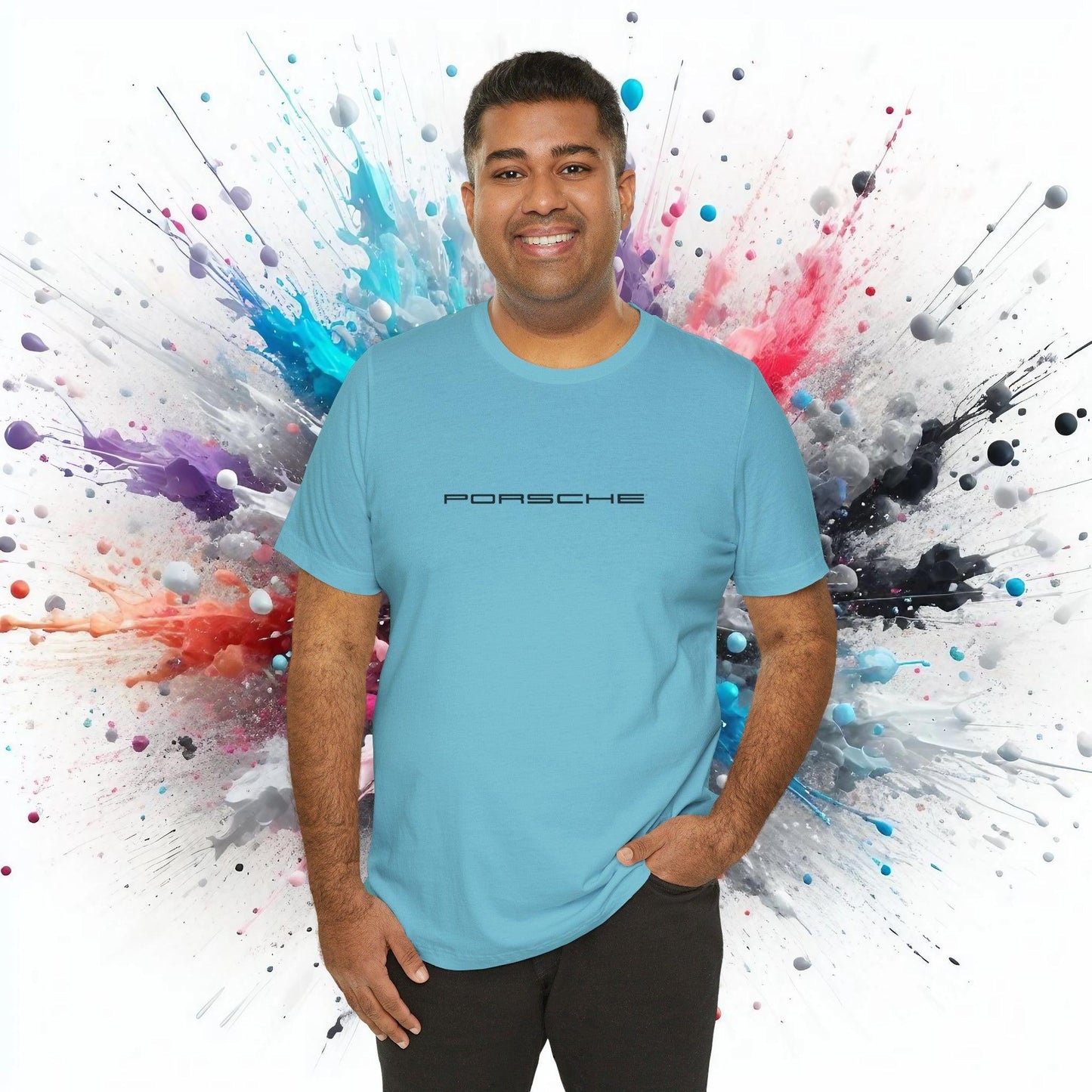 Porsche Inspired Logo Bella+Canvas Short-Sleeve Tee - 16 Colors - Ethical Unisex Cotton T-Shirt - Made in USA - AI Print Spot