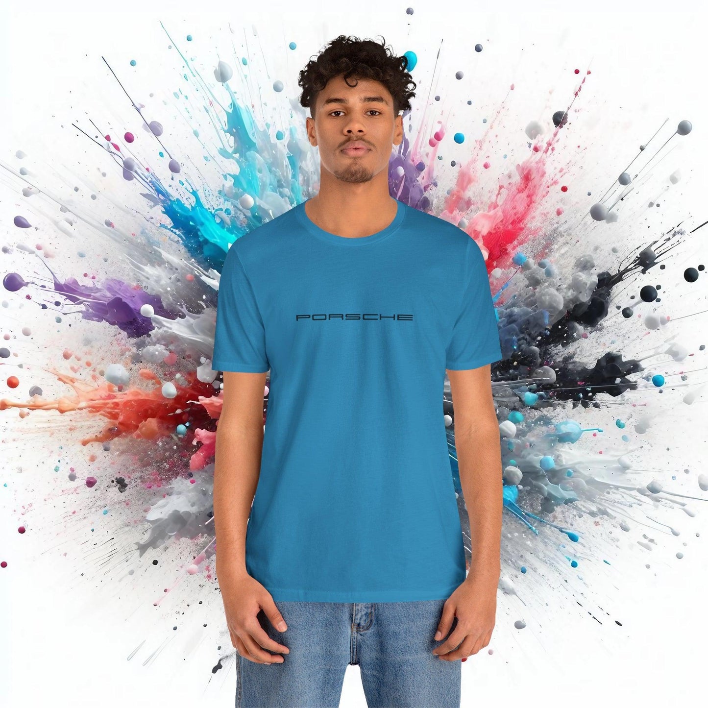 Porsche Inspired Logo Bella+Canvas Short-Sleeve Tee - 16 Colors - Ethical Unisex Cotton T-Shirt - Made in USA - AI Print Spot