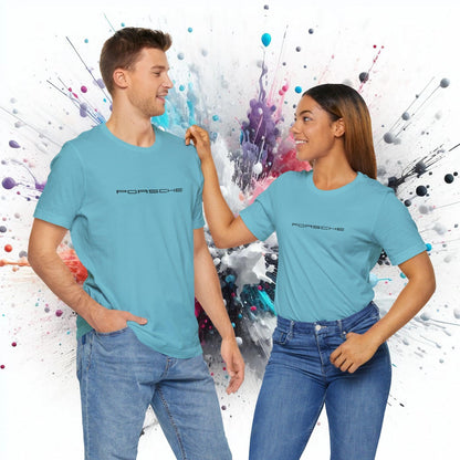 Porsche Inspired Logo Bella+Canvas Short-Sleeve Tee - 16 Colors - Ethical Unisex Cotton T-Shirt - Made in USA - AI Print Spot