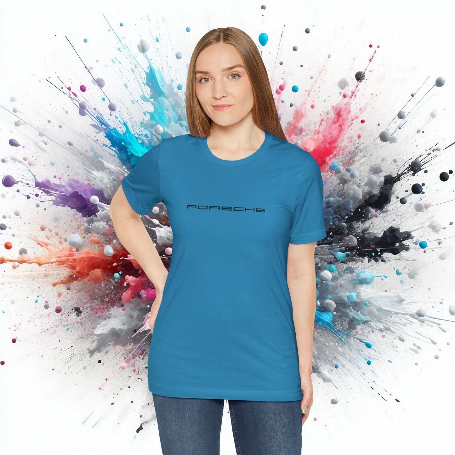 Porsche Inspired Logo Bella+Canvas Short-Sleeve Tee - 16 Colors - Ethical Unisex Cotton T-Shirt - Made in USA - AI Print Spot