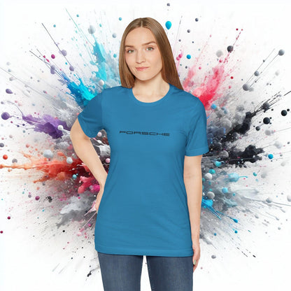 Porsche Inspired Logo Bella+Canvas Short-Sleeve Tee - 16 Colors - Ethical Unisex Cotton T-Shirt - Made in USA - AI Print Spot