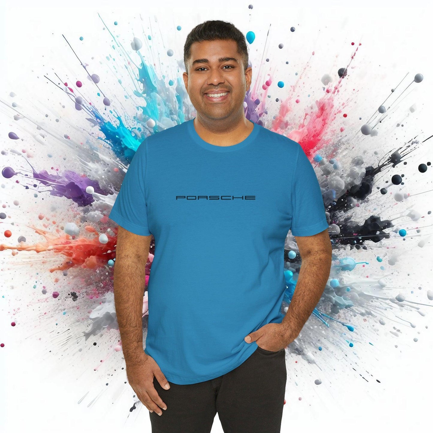 Porsche Inspired Logo Bella+Canvas Short-Sleeve Tee - 16 Colors - Ethical Unisex Cotton T-Shirt - Made in USA - AI Print Spot