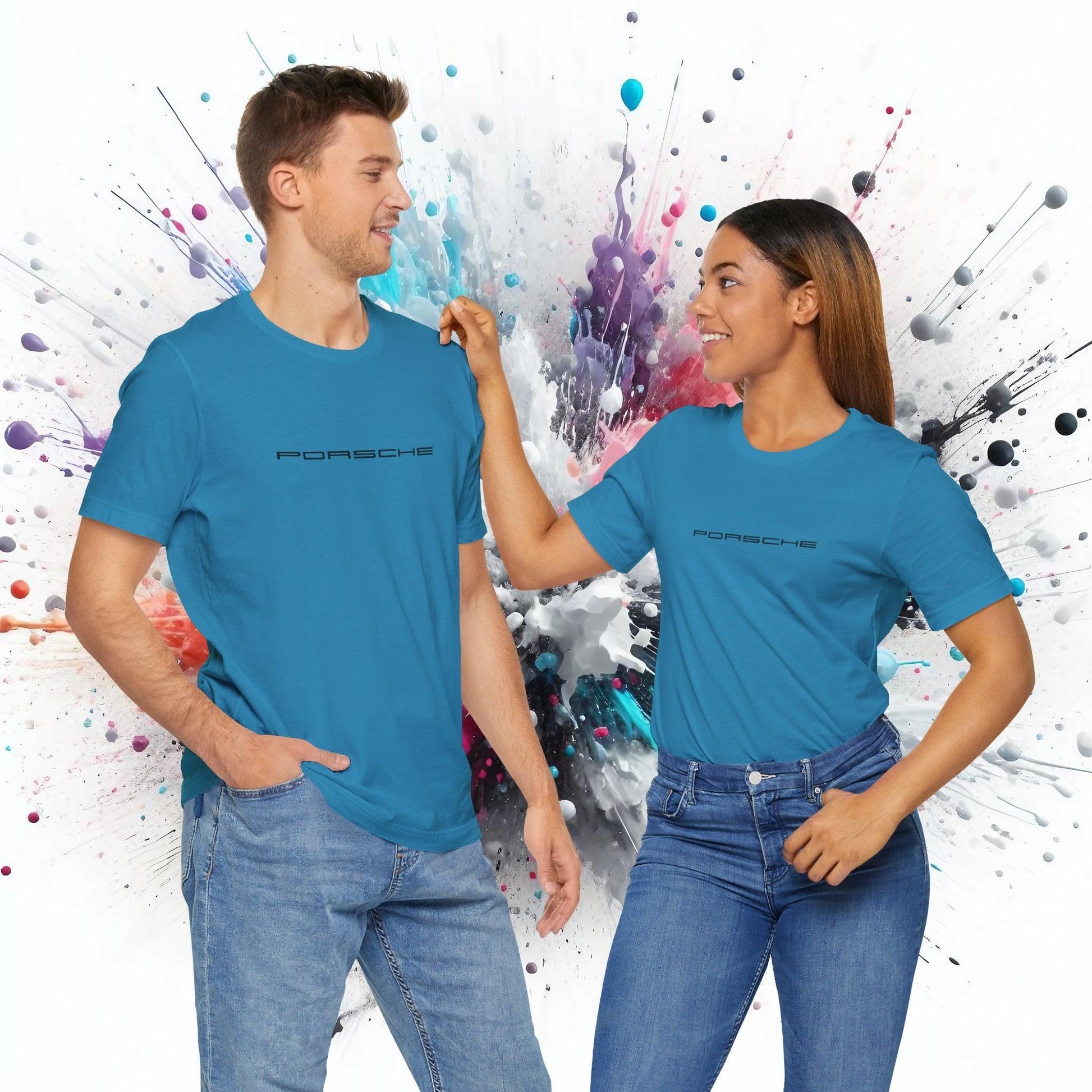 Porsche Inspired Logo Bella+Canvas Short-Sleeve Tee - 16 Colors - Ethical Unisex Cotton T-Shirt - Made in USA - AI Print Spot