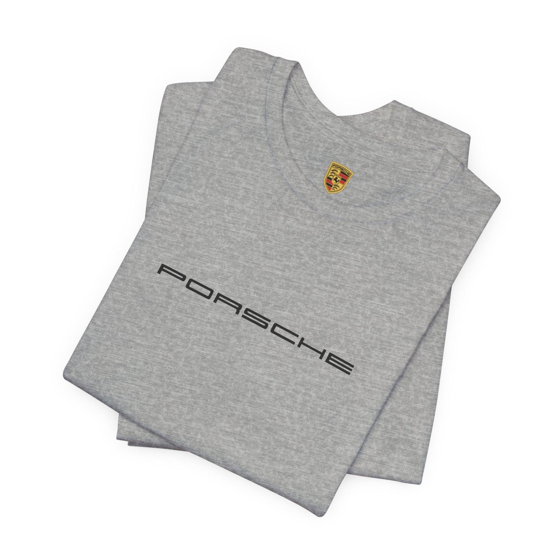 Porsche Inspired Logo Bella+Canvas Short-Sleeve Tee - 16 Colors - Ethical Unisex Cotton T-Shirt - Made in USA - AI Print Spot