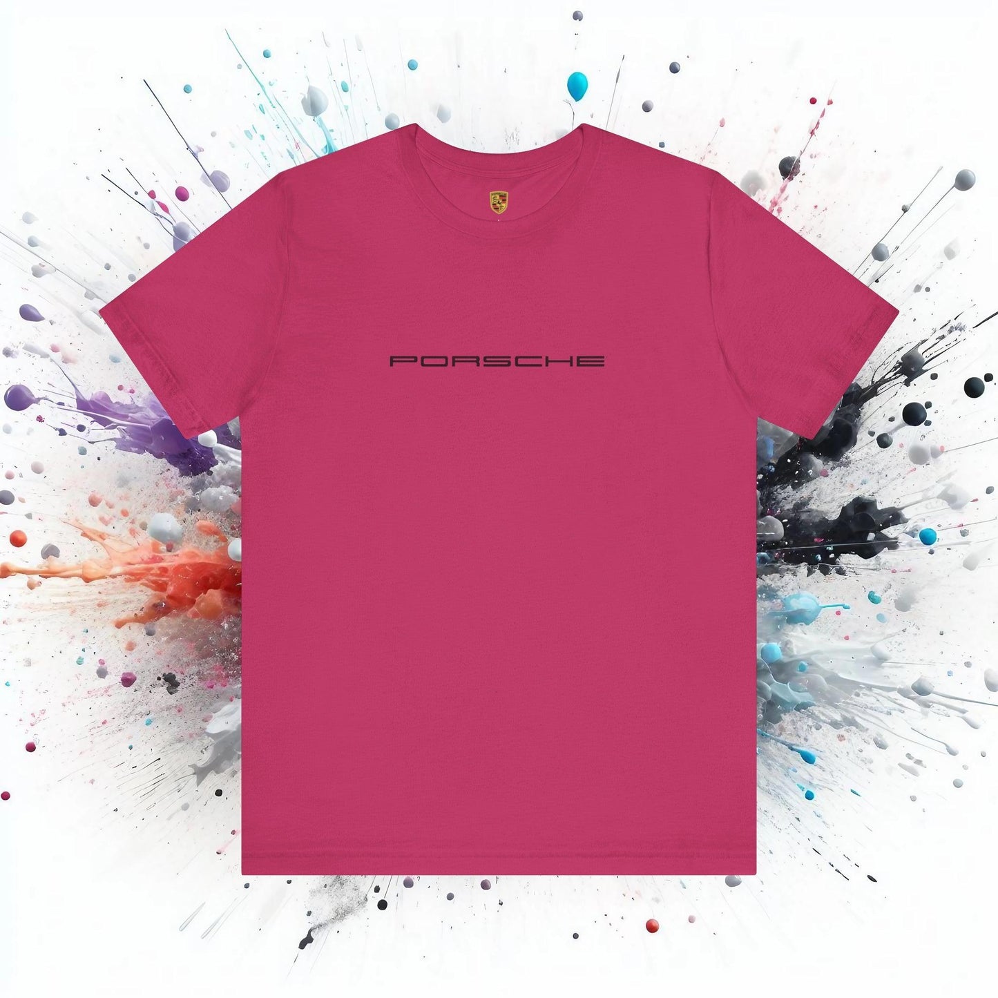 Porsche Inspired Logo Bella+Canvas Short-Sleeve Tee - 16 Colors - Ethical Unisex Cotton T-Shirt - Made in USA - AI Print Spot