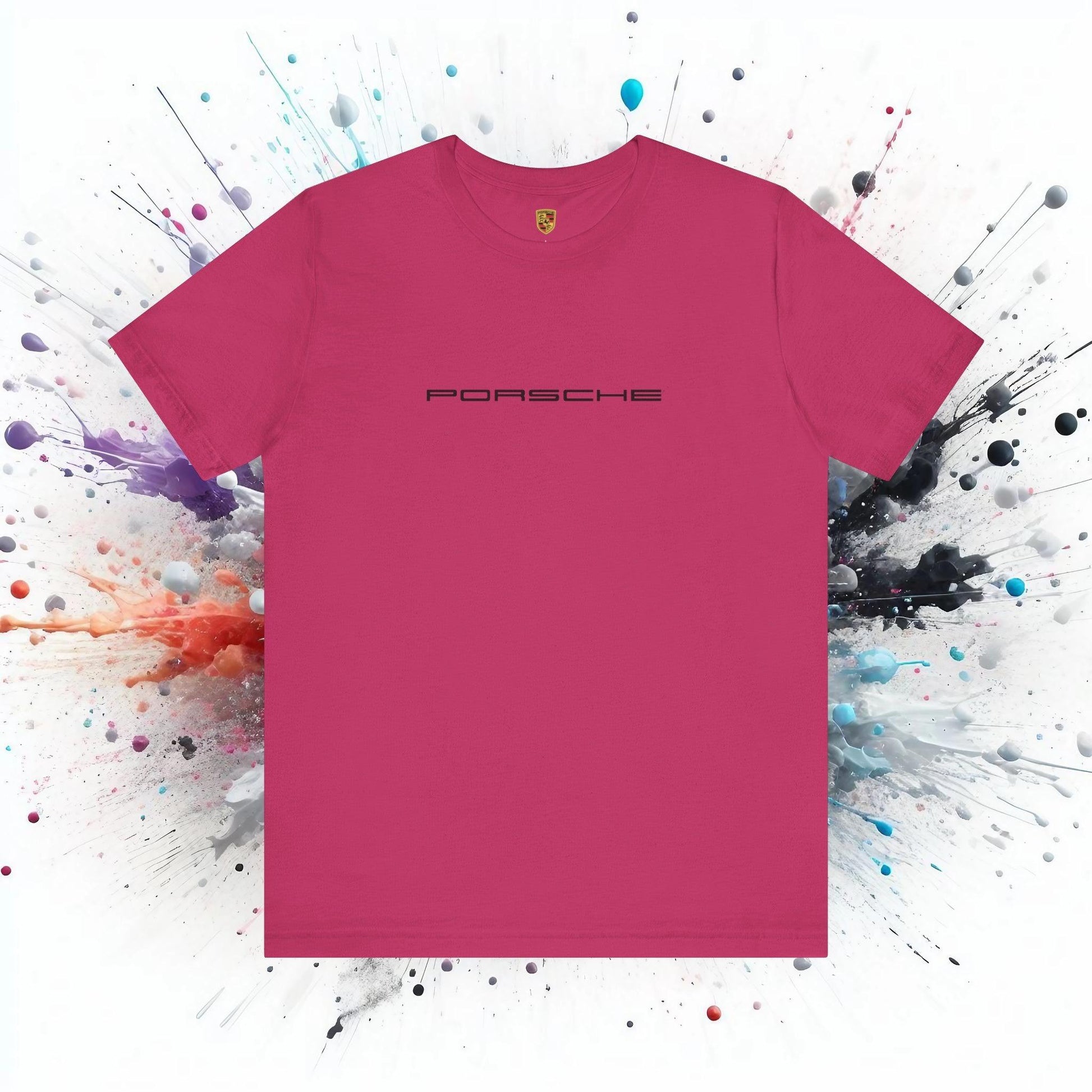 Porsche Inspired Logo Bella+Canvas Short-Sleeve Tee - 16 Colors - Ethical Unisex Cotton T-Shirt - Made in USA - AI Print Spot