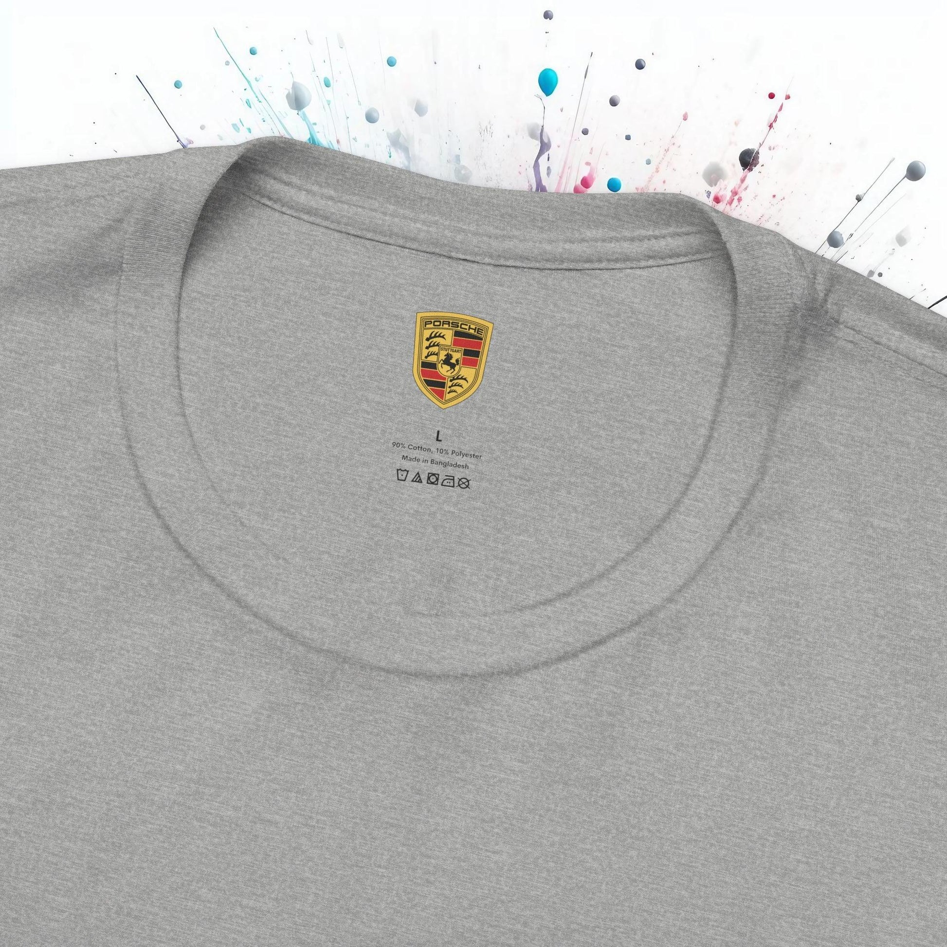 Porsche Inspired Logo Bella+Canvas Short-Sleeve Tee - 16 Colors - Ethical Unisex Cotton T-Shirt - Made in USA - AI Print Spot