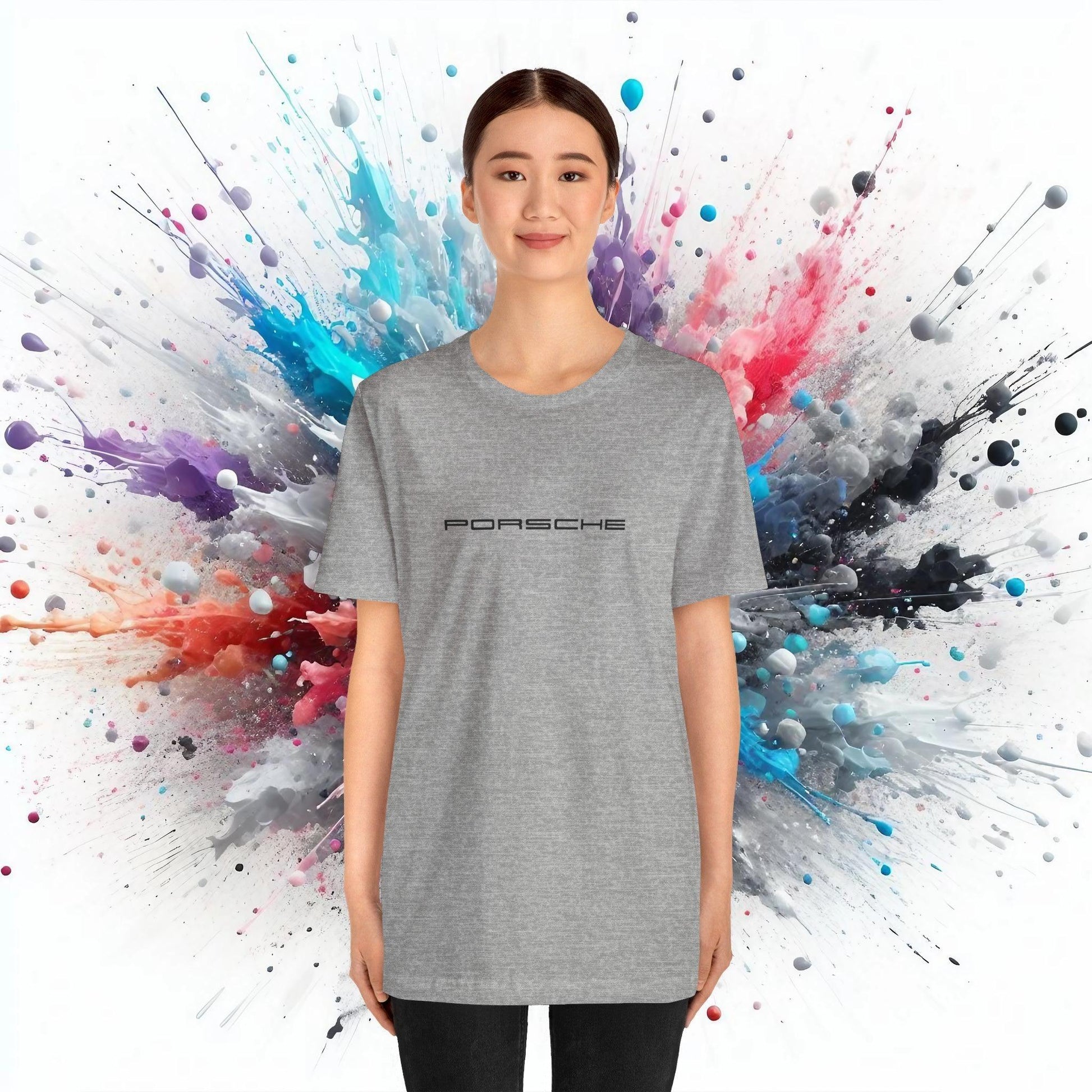 Porsche Inspired Logo Bella+Canvas Short-Sleeve Tee - 16 Colors - Ethical Unisex Cotton T-Shirt - Made in USA - AI Print Spot