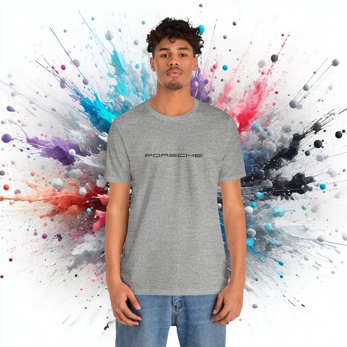 Porsche Inspired Logo Bella+Canvas Short-Sleeve Tee - 16 Colors - Ethical Unisex Cotton T-Shirt - Made in USA - AI Print Spot