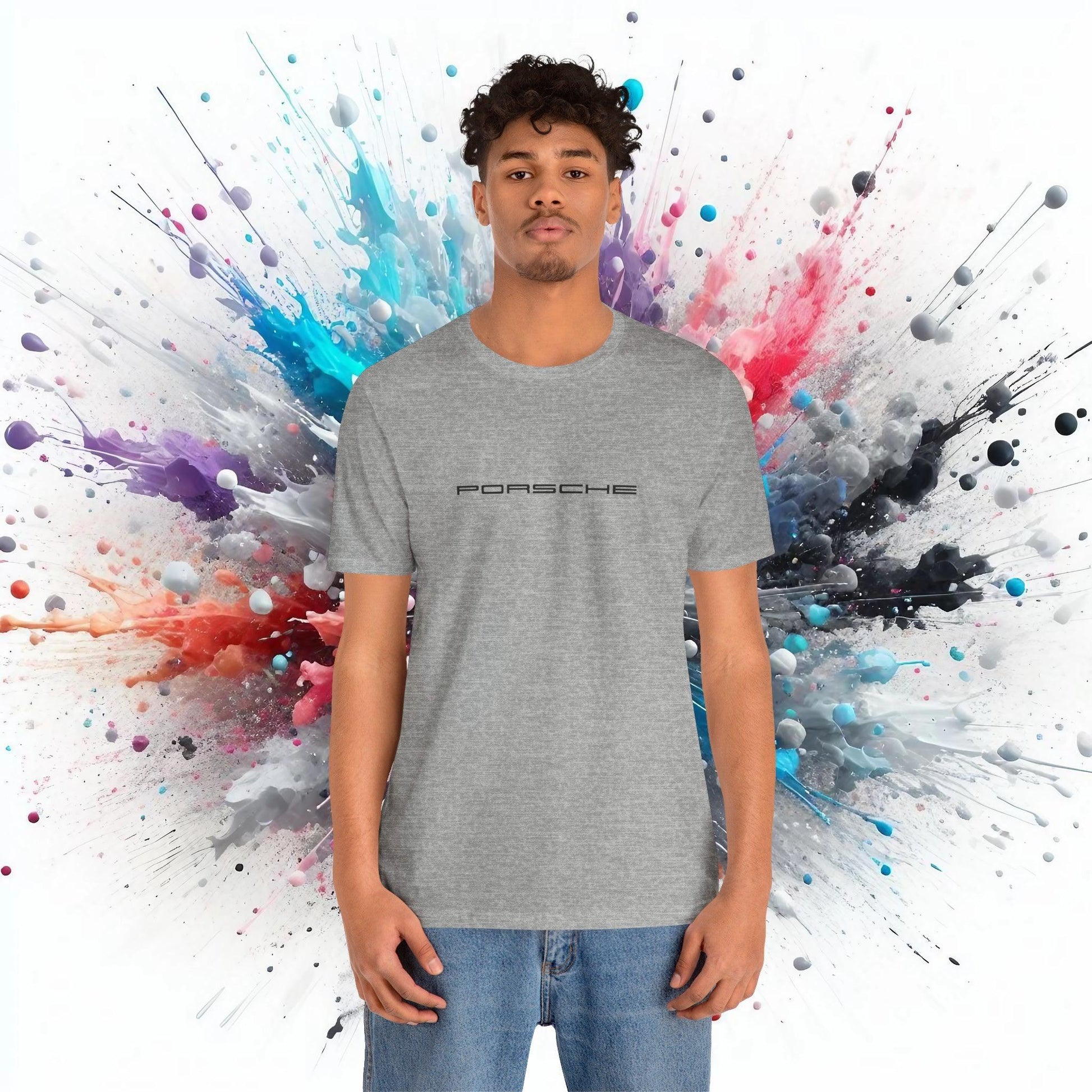 Porsche Inspired Logo Bella+Canvas Short-Sleeve Tee - 16 Colors - Ethical Unisex Cotton T-Shirt - Made in USA - AI Print Spot