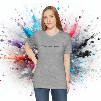 Porsche Inspired Logo Bella+Canvas Short-Sleeve Tee - 16 Colors - Ethical Unisex Cotton T-Shirt - Made in USA - AI Print Spot