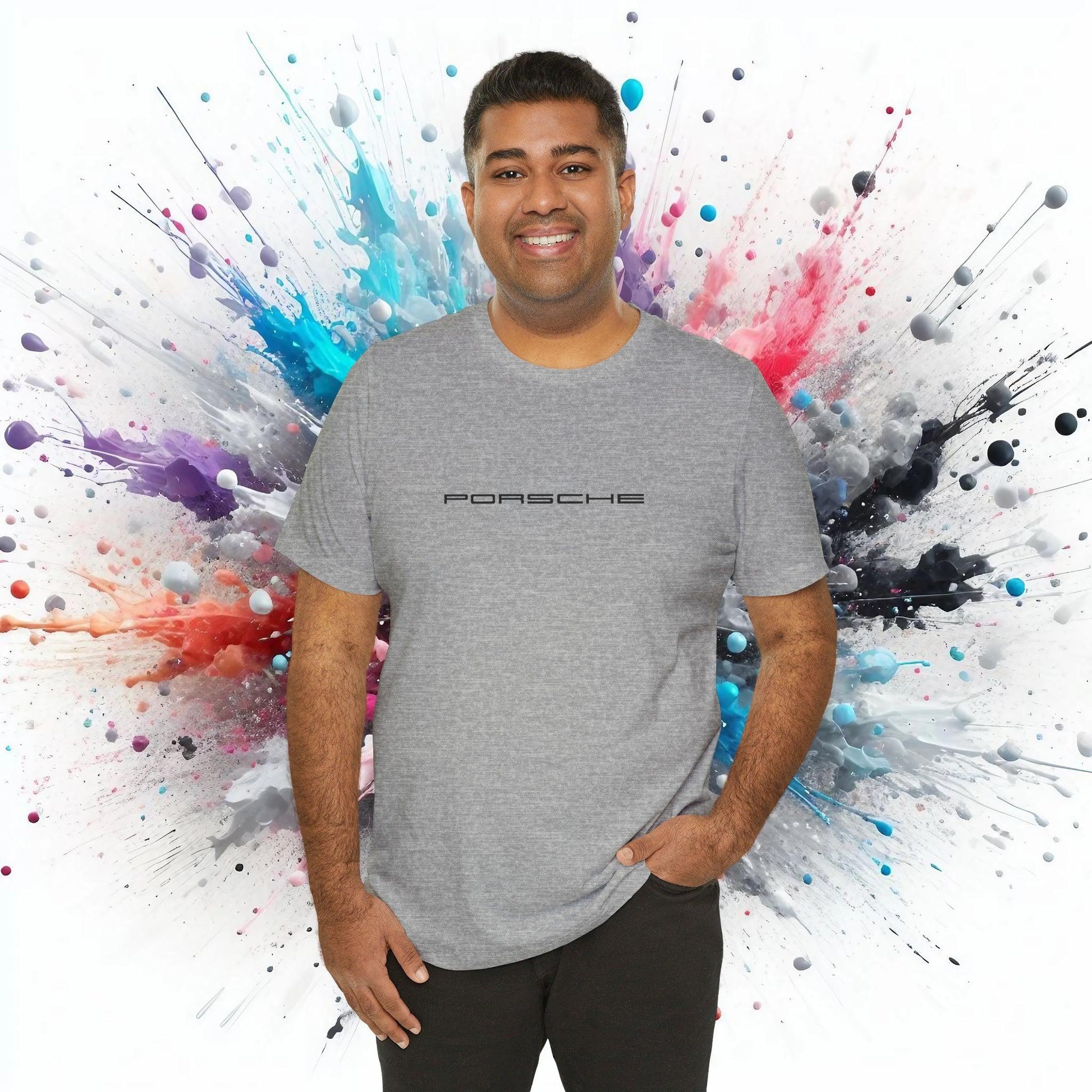 Porsche Inspired Logo Bella+Canvas Short-Sleeve Tee - 16 Colors - Ethical Unisex Cotton T-Shirt - Made in USA - AI Print Spot