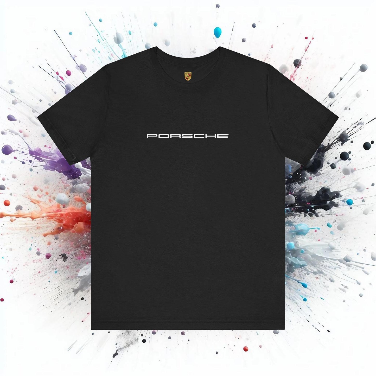 Porsche Inspired Logo Bella+Canvas Short-Sleeve Tee - 16 Colors - Ethical Unisex Cotton T-Shirt - Made in USA - AI Print Spot