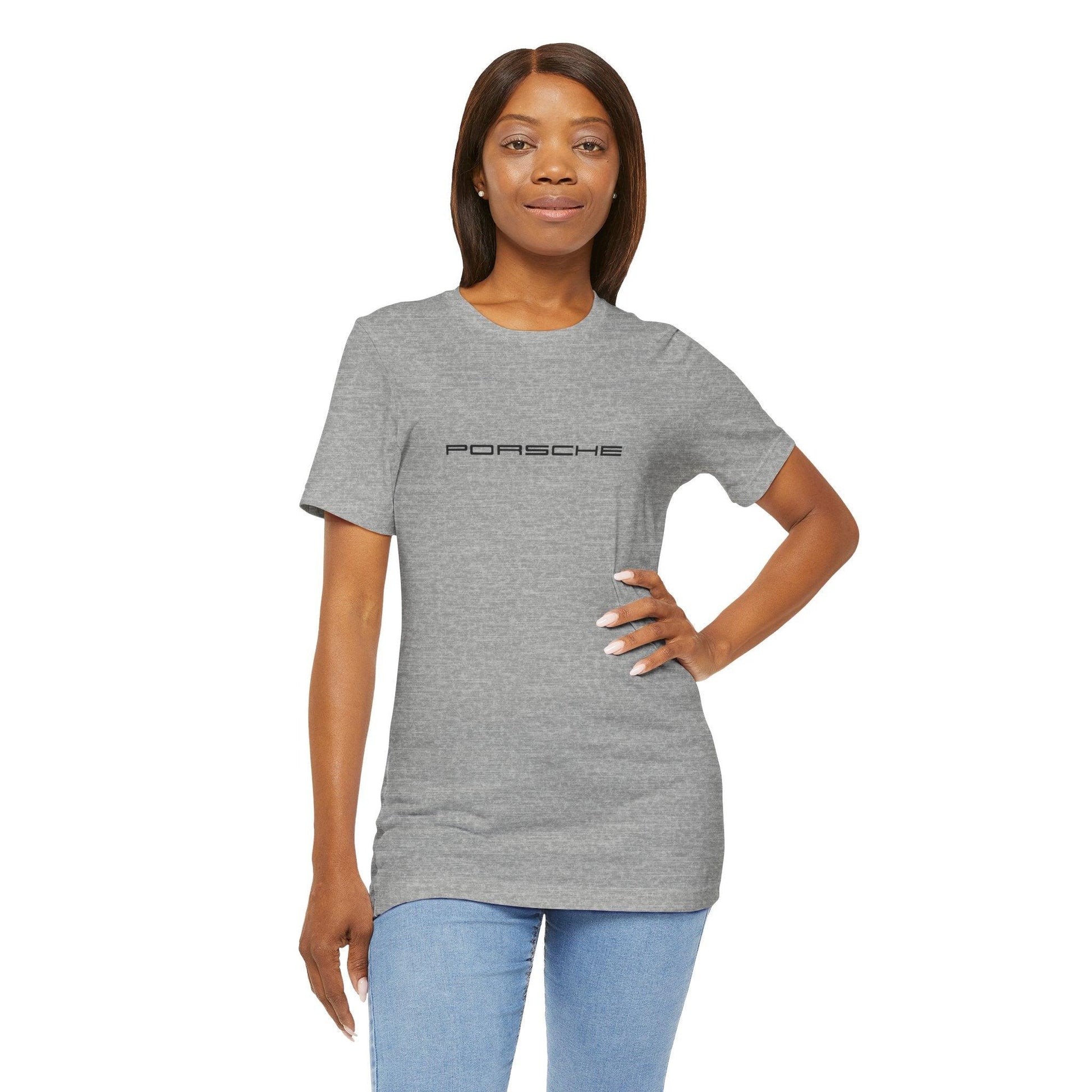 Porsche Inspired Logo Bella+Canvas Short-Sleeve Tee - 16 Colors - Ethical Unisex Cotton T-Shirt - Made in USA - AI Print Spot