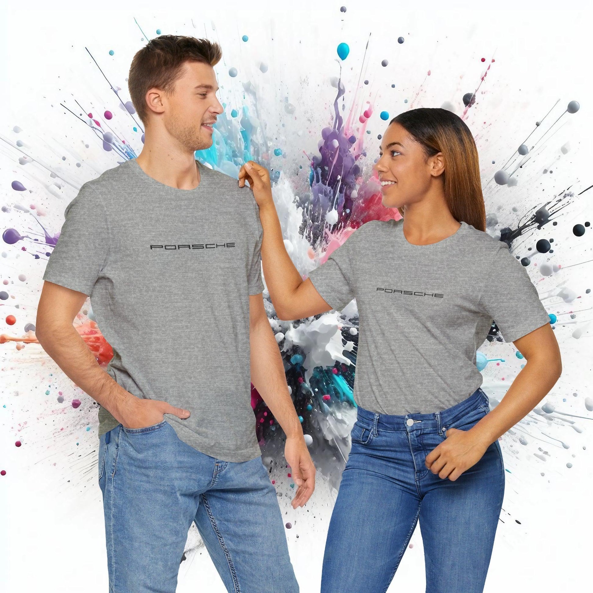 Porsche Inspired Logo Bella+Canvas Short-Sleeve Tee - 16 Colors - Ethical Unisex Cotton T-Shirt - Made in USA - AI Print Spot