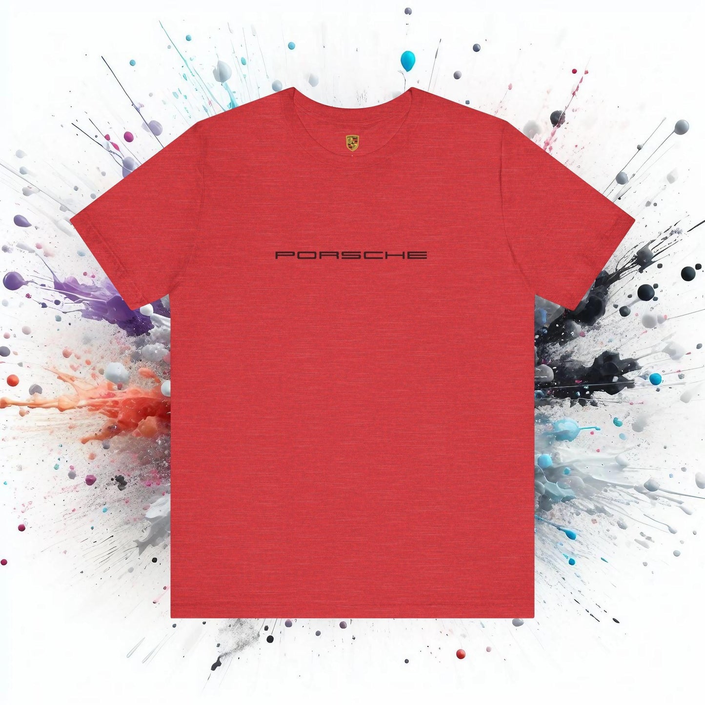 Porsche Inspired Logo Bella+Canvas Short-Sleeve Tee - 16 Colors - Ethical Unisex Cotton T-Shirt - Made in USA - AI Print Spot