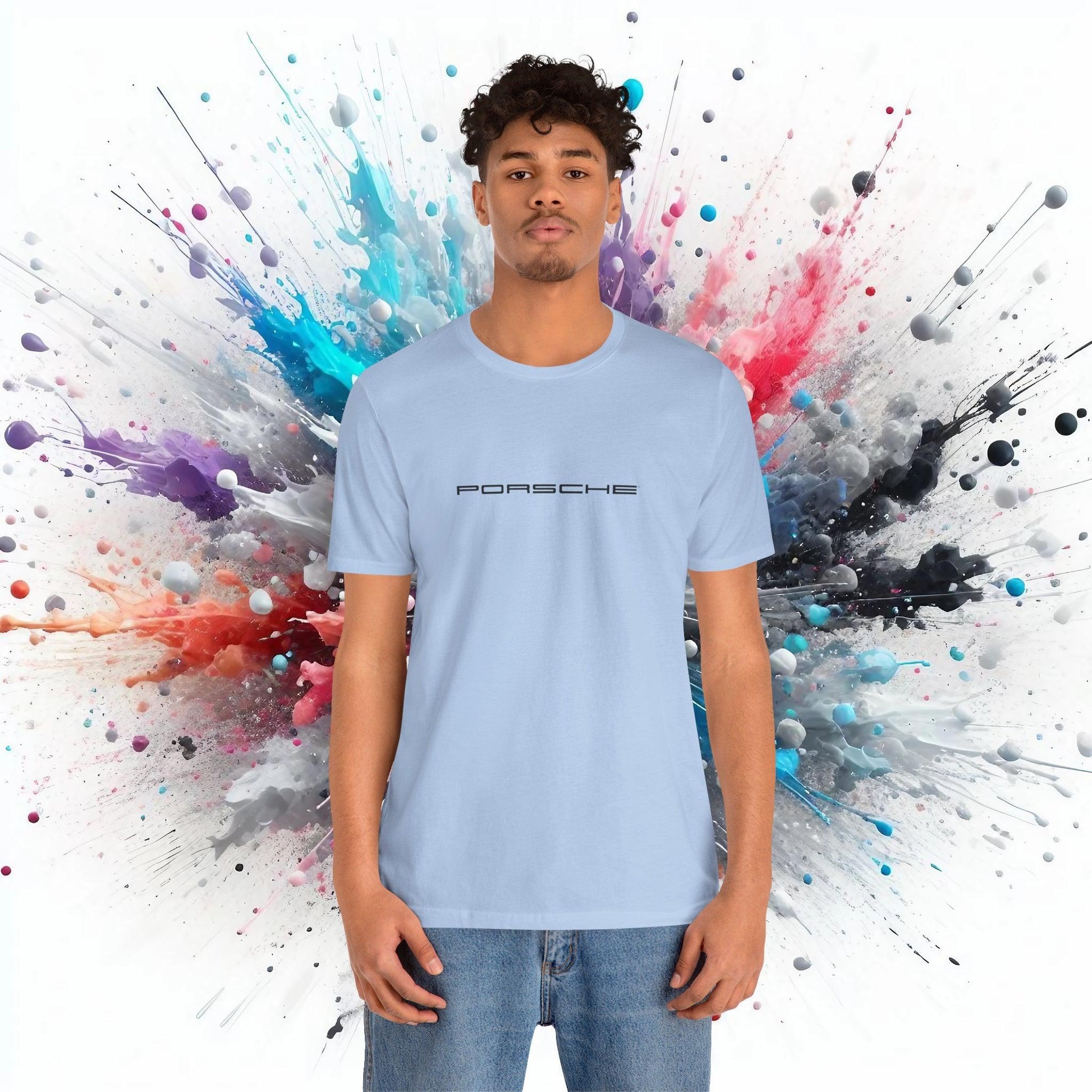 Porsche Inspired Logo Bella+Canvas Short-Sleeve Tee - 16 Colors - Ethical Unisex Cotton T-Shirt - Made in USA - AI Print Spot