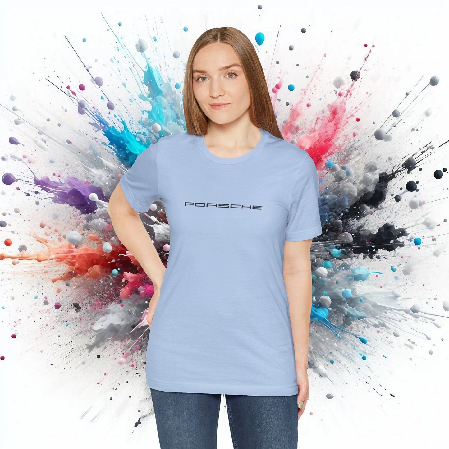 Porsche Inspired Logo Bella+Canvas Short-Sleeve Tee - 16 Colors - Ethical Unisex Cotton T-Shirt - Made in USA - AI Print Spot