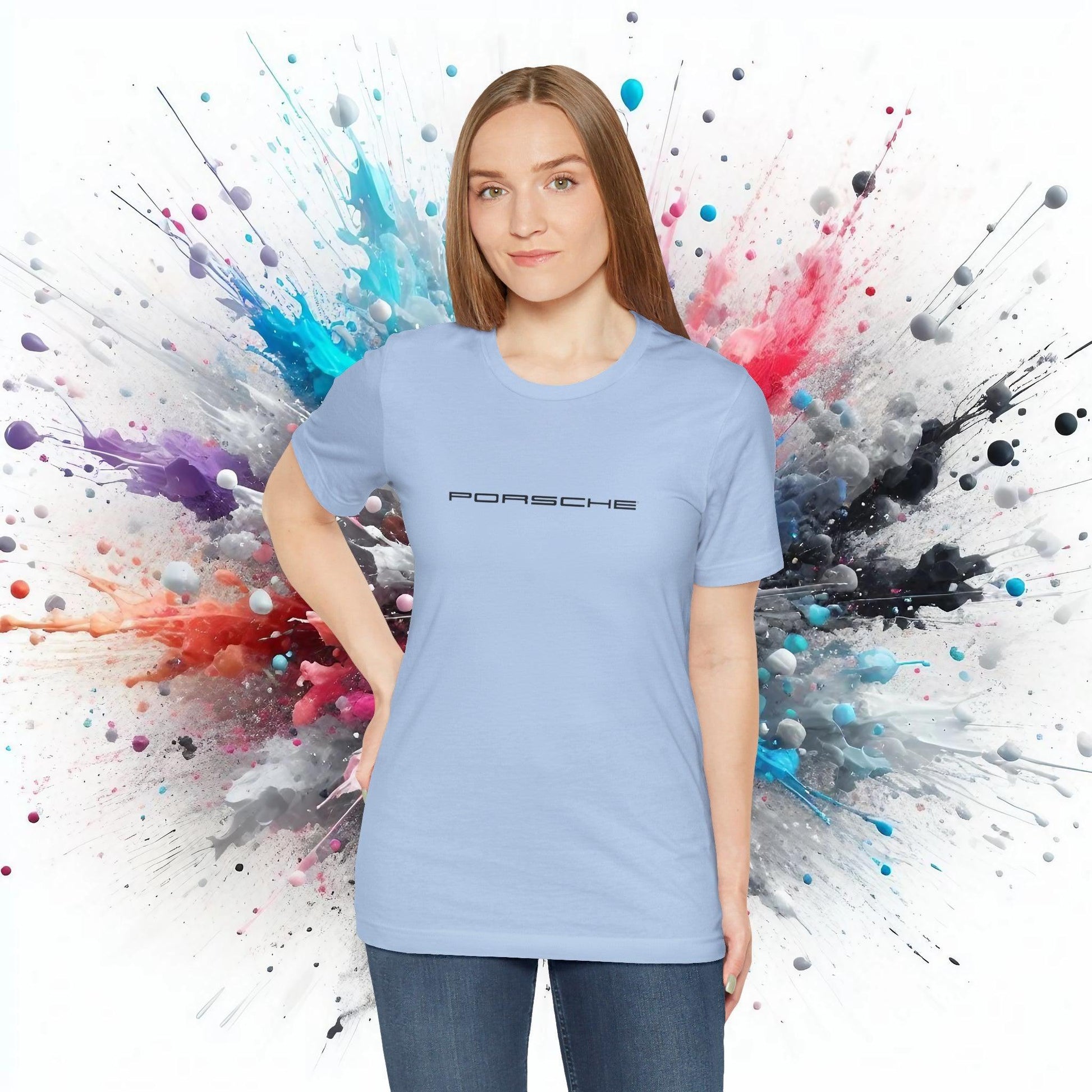 Porsche Inspired Logo Bella+Canvas Short-Sleeve Tee - 16 Colors - Ethical Unisex Cotton T-Shirt - Made in USA - AI Print Spot