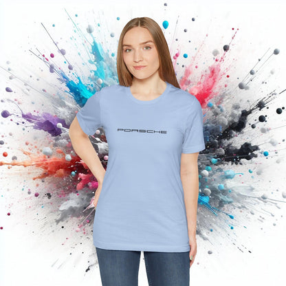 Porsche Inspired Logo Bella+Canvas Short-Sleeve Tee - 16 Colors - Ethical Unisex Cotton T-Shirt - Made in USA - AI Print Spot