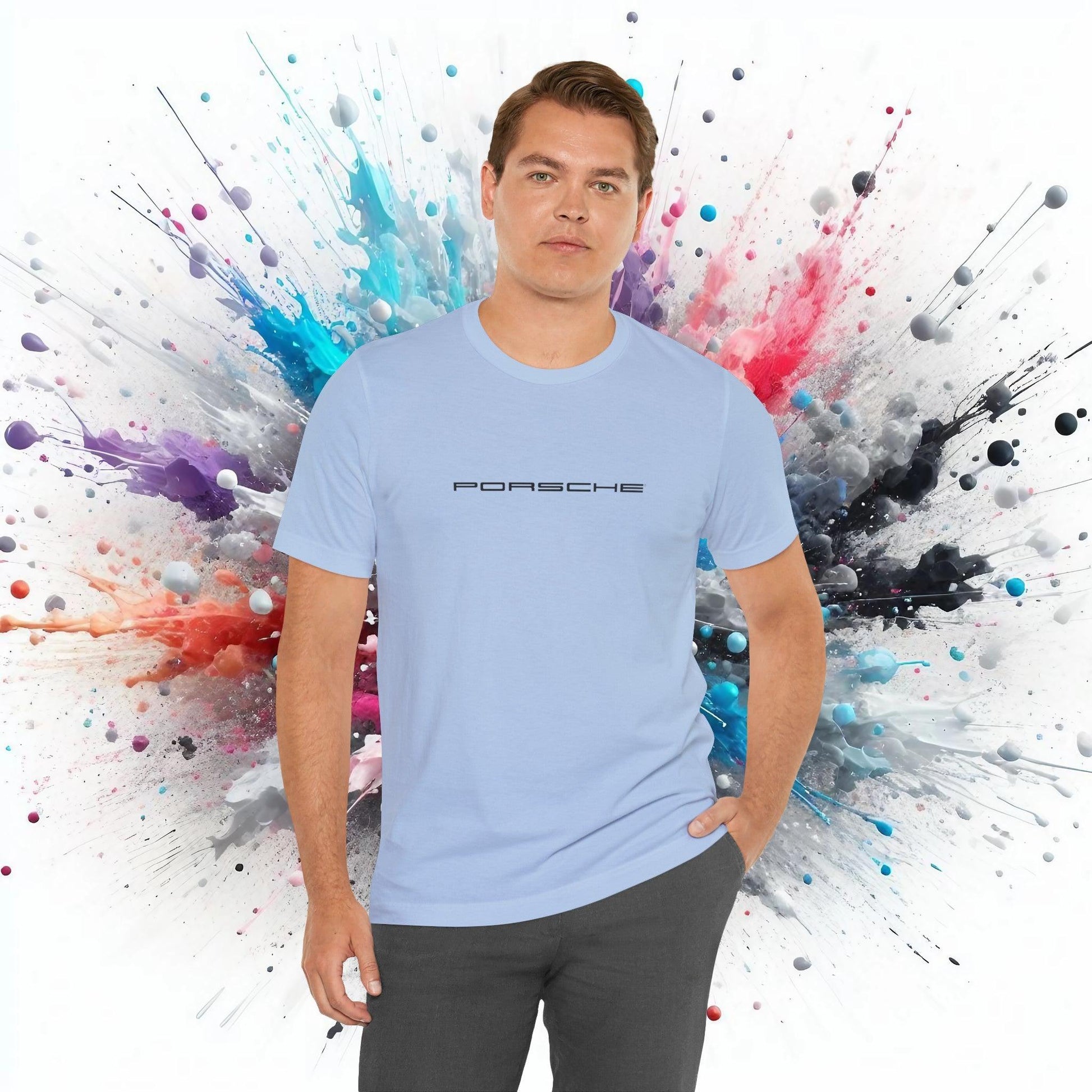 Porsche Inspired Logo Bella+Canvas Short-Sleeve Tee - 16 Colors - Ethical Unisex Cotton T-Shirt - Made in USA - AI Print Spot