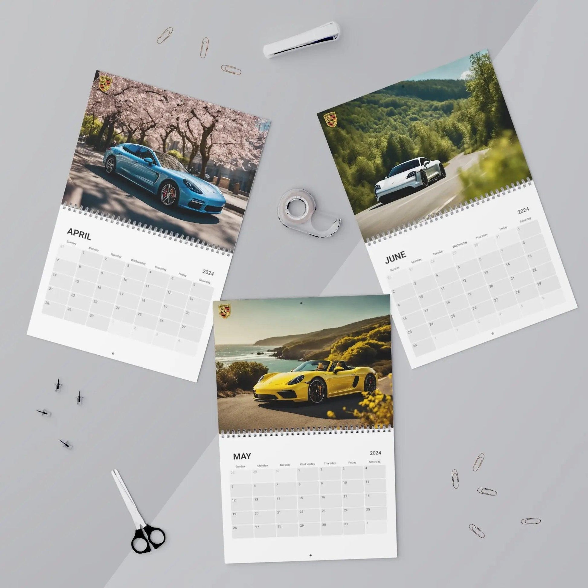 Porsche Model 2024 Calendar - High-Quality Paper - Vibrant Car Images - Home & Office Decor - Unique Gift for Enthusiasts - Easy Hang - AI Print Spot