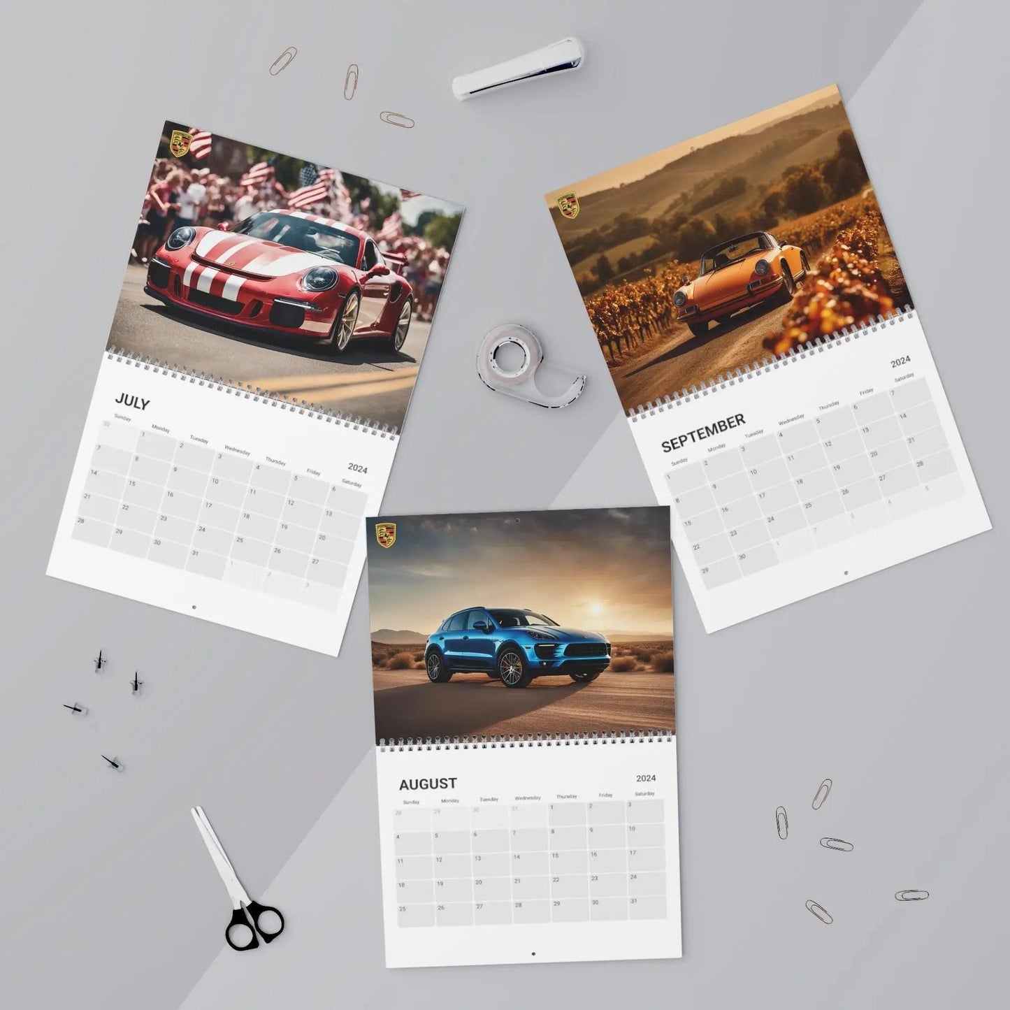 Porsche Model 2024 Calendar - High-Quality Paper - Vibrant Car Images - Home & Office Decor - Unique Gift for Enthusiasts - Easy Hang - AI Print Spot