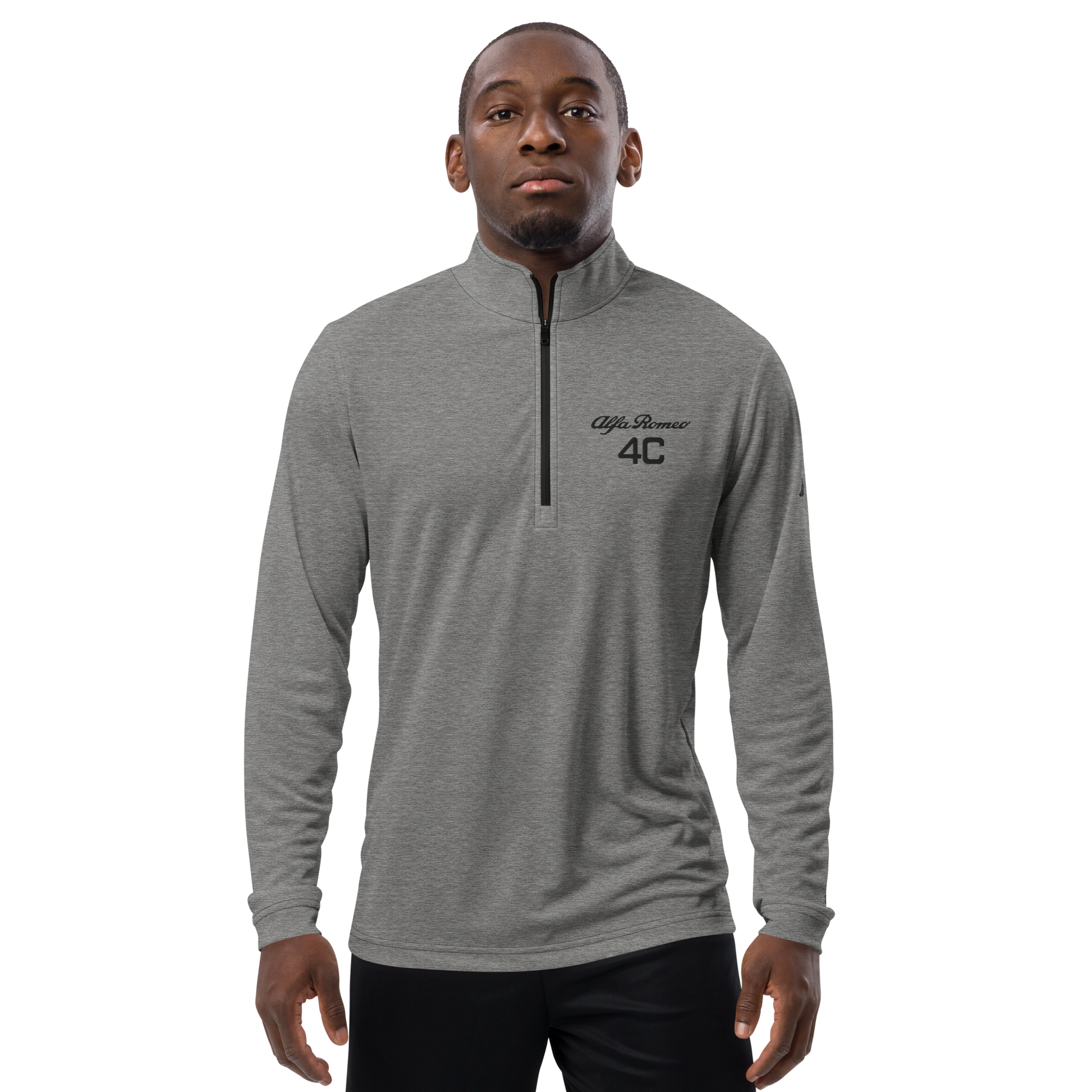 Quarter Zip Pullover - Alfa Romeo Script & 4C Logo Embroidered by Adidas - AI Print Spot