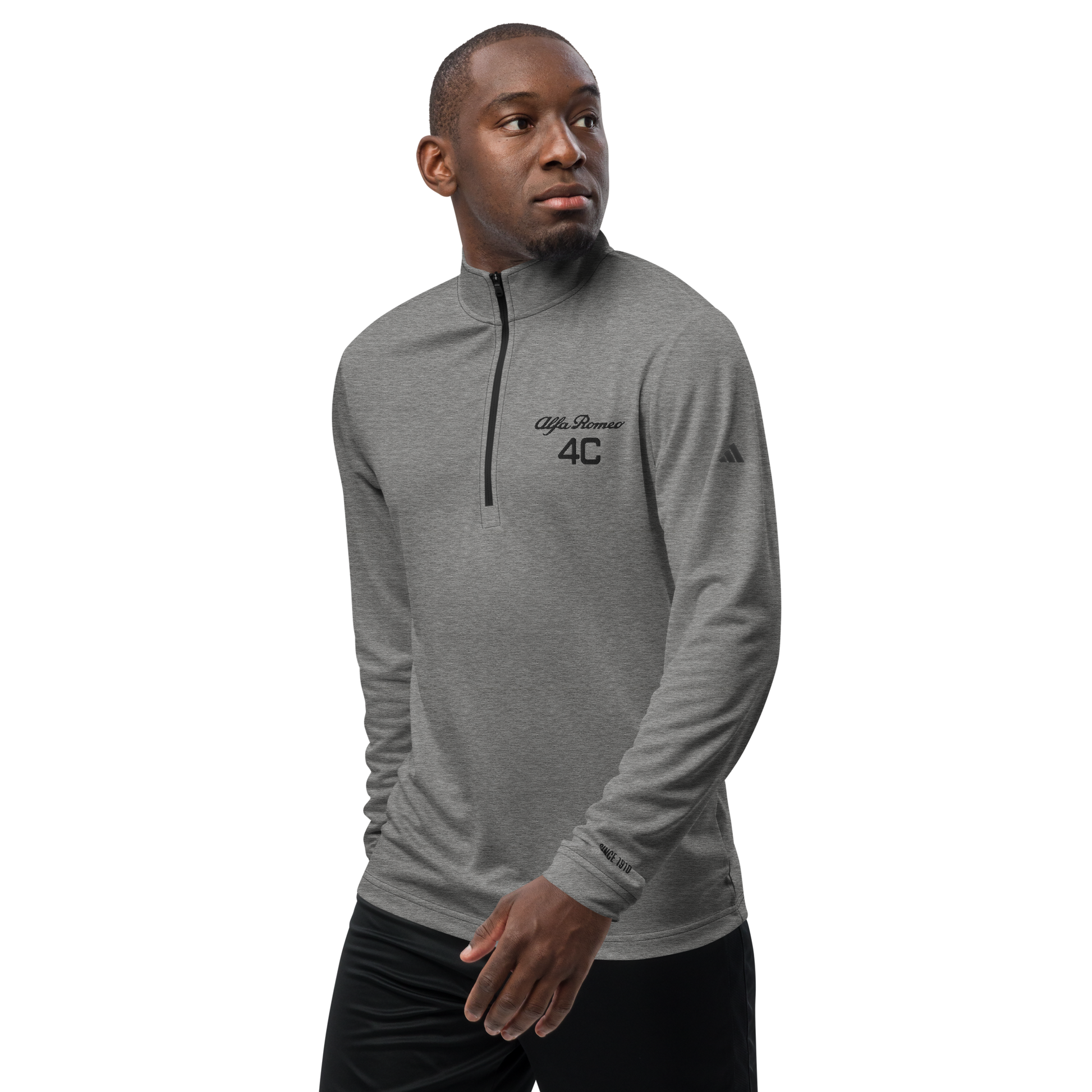 Quarter Zip Pullover - Alfa Romeo Script & 4C Logo Embroidered by Adidas - AI Print Spot