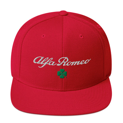 Snapback Hat | Embroidered Alfa Romeo Script, Quadrifoglio Verde & Biscione - AI Print Spot