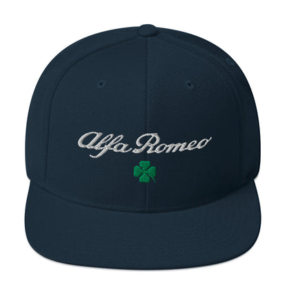 Snapback Hat | Embroidered Alfa Romeo Script, Quadrifoglio Verde & Biscione - AI Print Spot