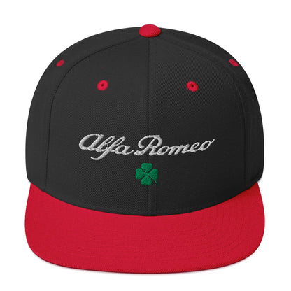 Snapback Hat | Embroidered Alfa Romeo Script, Quadrifoglio Verde & Biscione - AI Print Spot