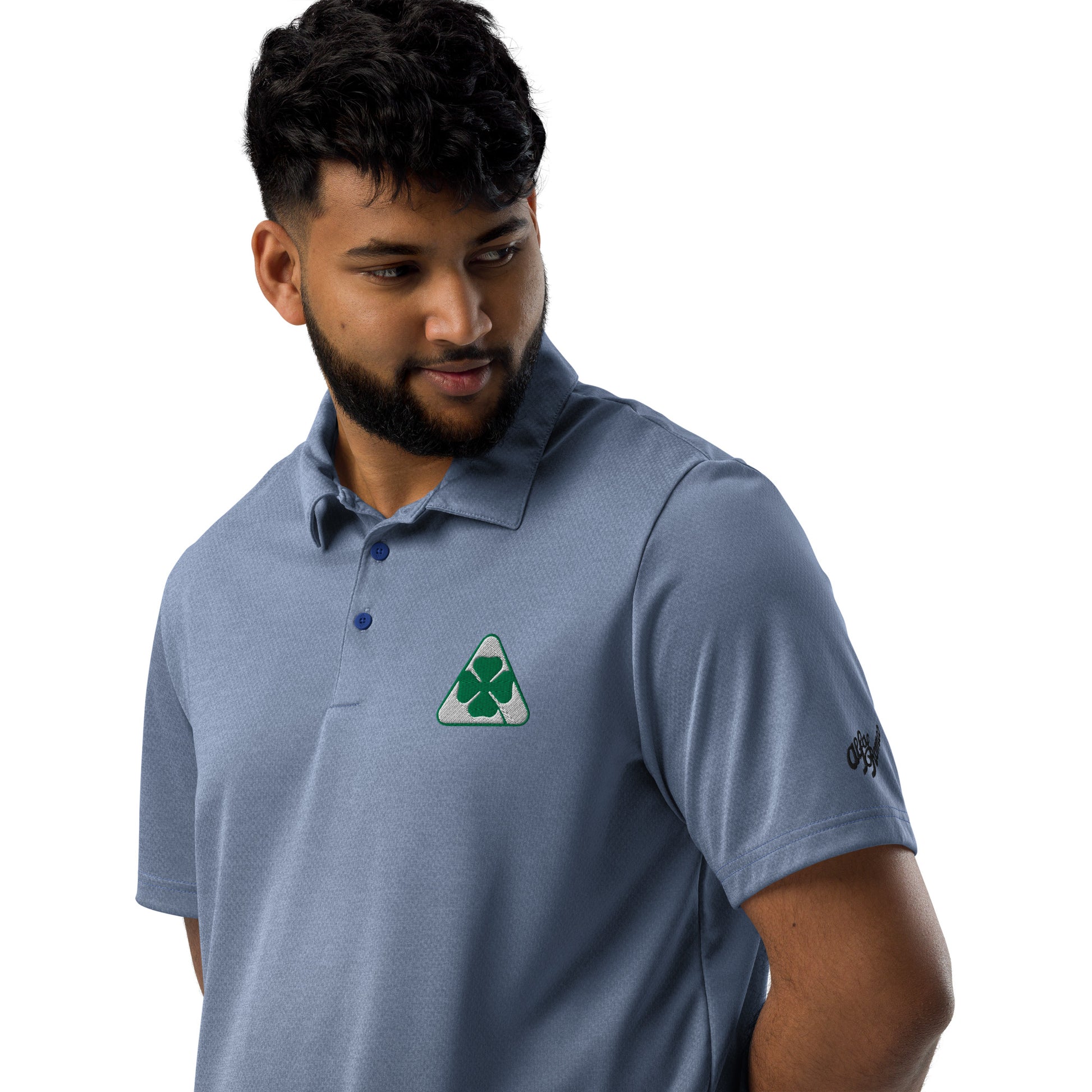 Space-Dyed Polo | Alfa Romeo Quadrifoglio Verde & Classic Script Embroidery by Adidas - AI Print Spot