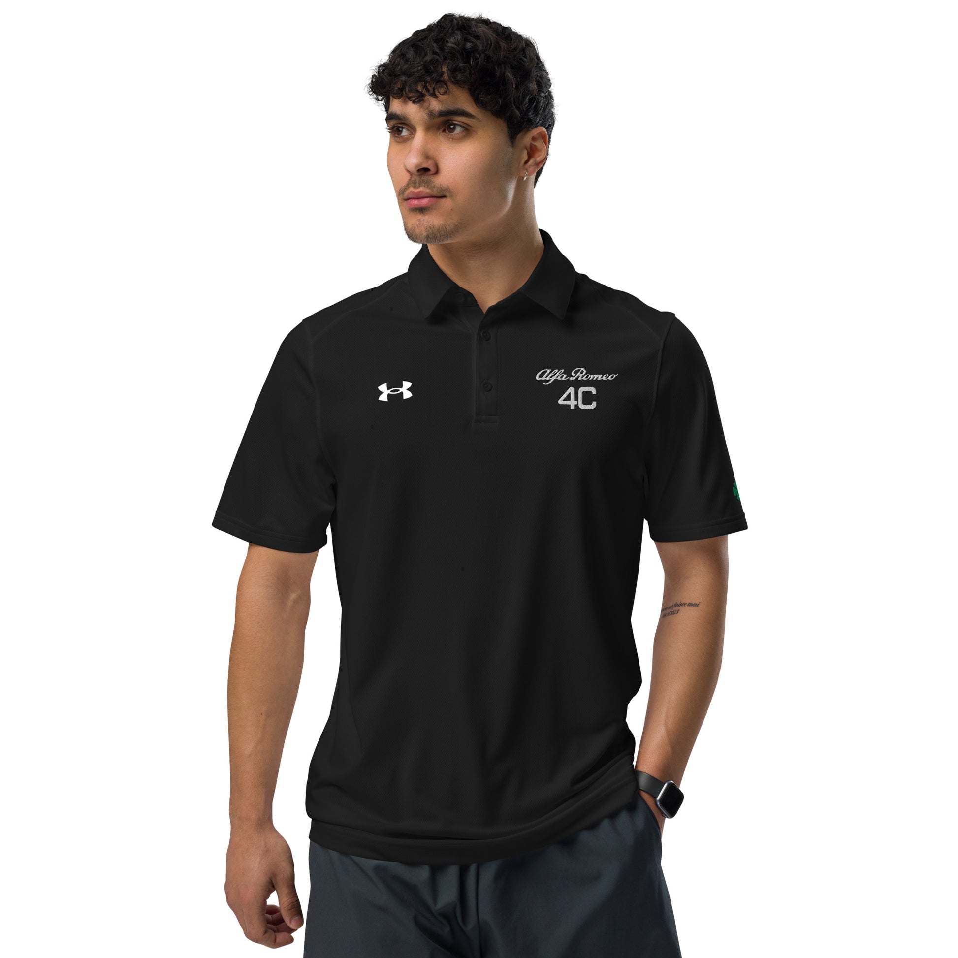 Under Armour® Men's Polo - Embroidered Alfa Romeo 4C Logo & Quadrifoglio Verde - AI Print Spot