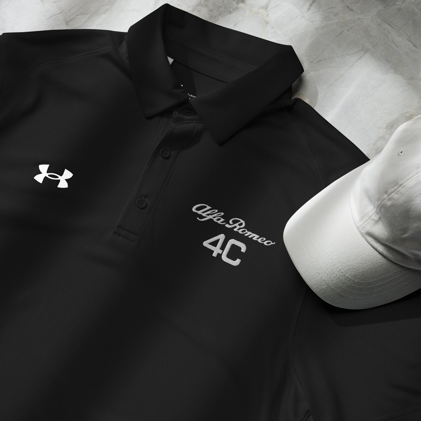 Under Armour® Men's Polo - Embroidered Alfa Romeo 4C Logo & Quadrifoglio Verde - AI Print Spot