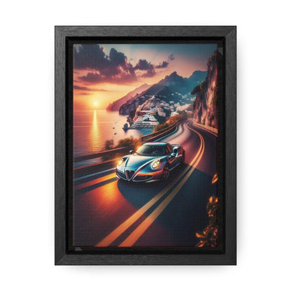 Alfa Romeo 4C Sunset Sprint at Amalfi - A Bird's Eye Perspective - Vertical Canvas Print - Custom, Personalized - Canvas - AI Print Spot