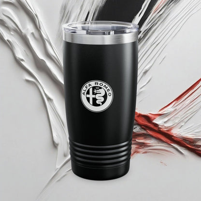 Alfa Romeo Exclusive Tumbler - 20oz Stainless Steel - Double Walled Insulation - Silver, White, or Black - Gloss Varnish - Quick USA Ship - Mug - AI Print Spot