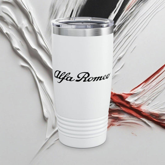 Alfa Romeo Exclusive Tumbler - 20oz Stainless Steel - Double Walled Insulation - Silver, White, or Black - Gloss Varnish - Quick USA Ship - AI Print Spot