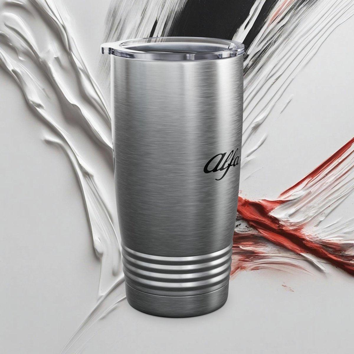 Alfa Romeo Exclusive Tumbler - 20oz Stainless Steel - Double Walled Insulation - Silver, White, or Black - Gloss Varnish - Quick USA Ship - AI Print Spot