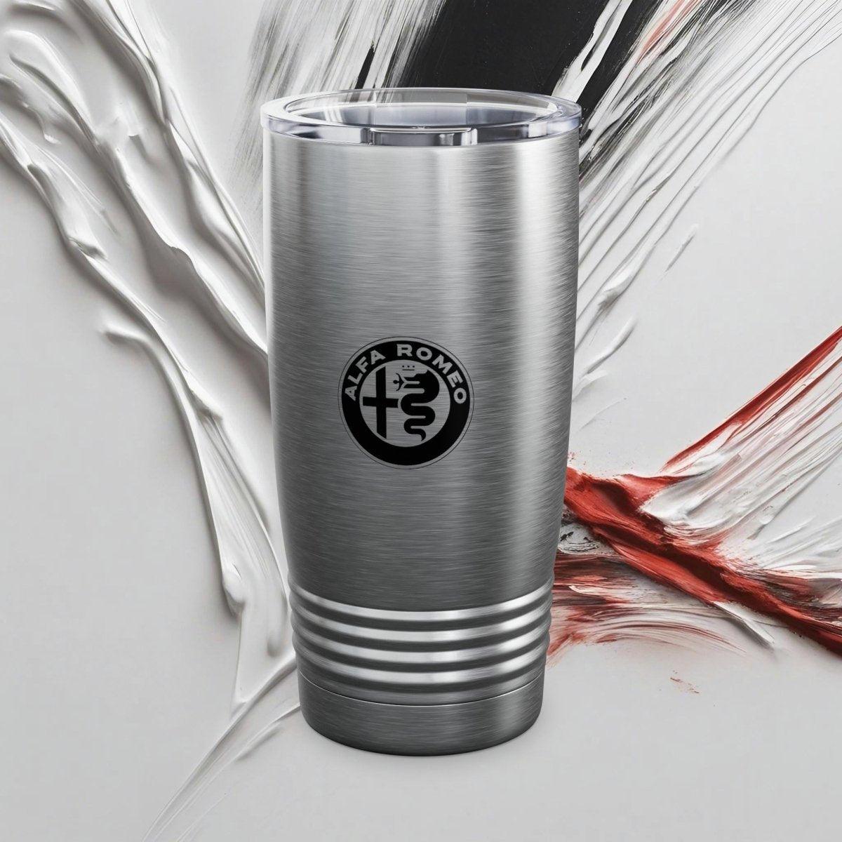 Alfa Romeo Exclusive Tumbler - 20oz Stainless Steel - Double Walled Insulation - Silver, White, or Black - Gloss Varnish - Quick USA Ship - AI Print Spot