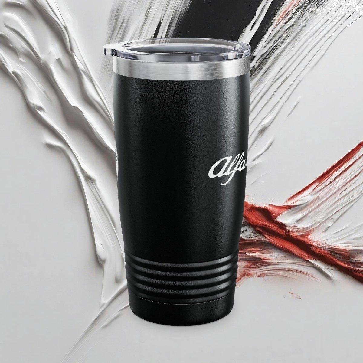 Alfa Romeo Exclusive Tumbler - 20oz Stainless Steel - Double Walled Insulation - Silver, White, or Black - Gloss Varnish - Quick USA Ship - AI Print Spot