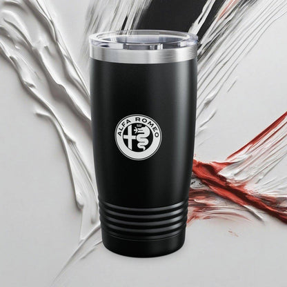 Alfa Romeo Exclusive Tumbler - 20oz Stainless Steel - Double Walled Insulation - Silver, White, or Black - Gloss Varnish - Quick USA Ship - AI Print Spot