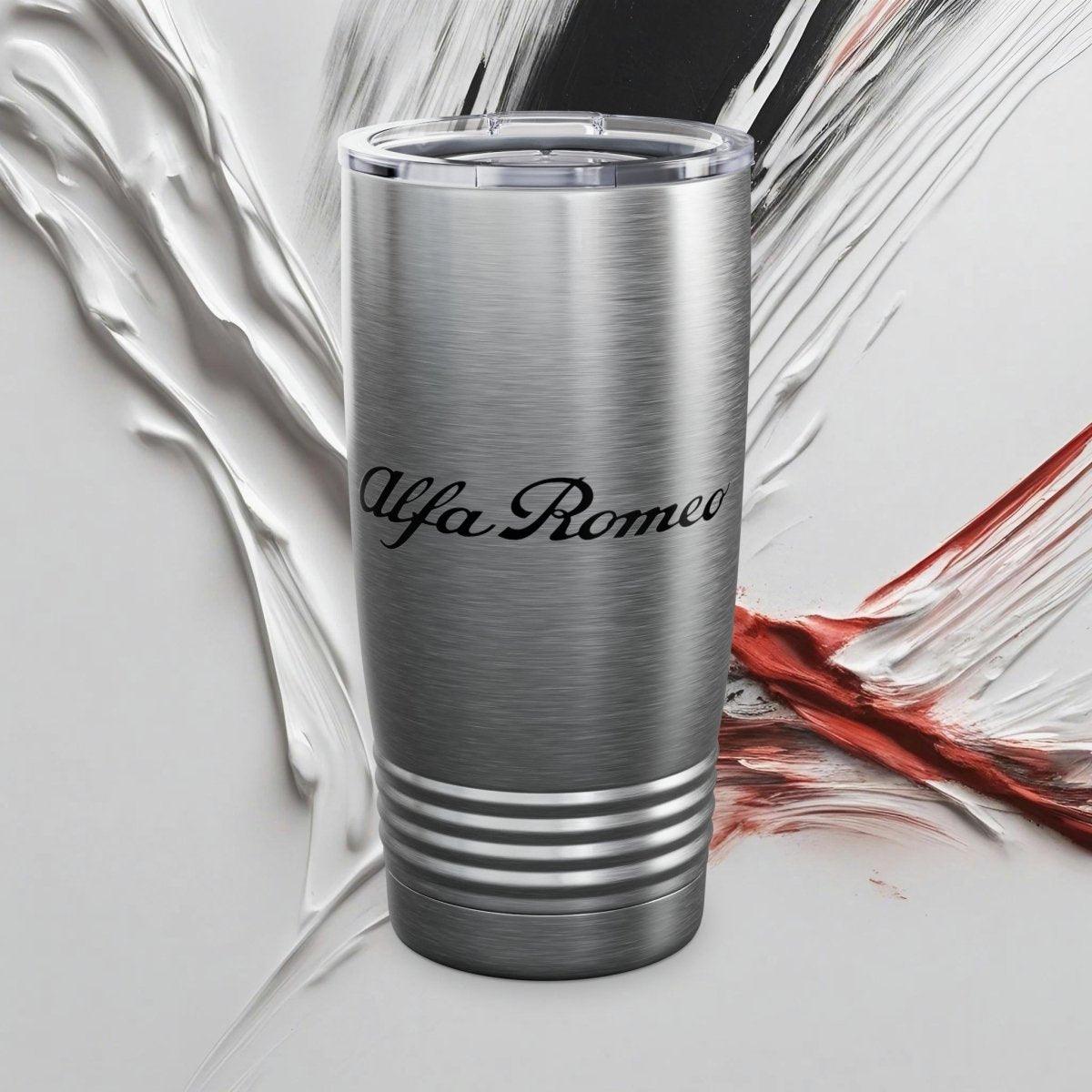 Alfa Romeo Exclusive Tumbler - 20oz Stainless Steel - Double Walled Insulation - Silver, White, or Black - Gloss Varnish - Quick USA Ship - AI Print Spot