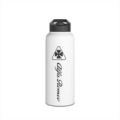 Alfa Romeo Quadrifoglio White Stainless Steel Water Bottle Tumbler - Custom, Personalized - Mug - AI Print Spot