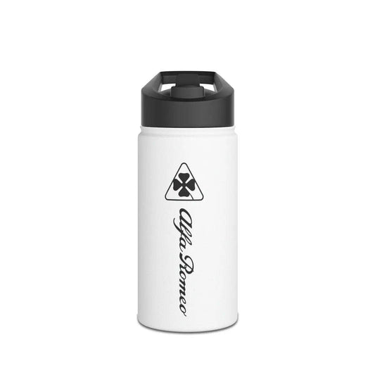 Alfa Romeo Quadrifoglio White Stainless Steel Water Bottle Tumbler - Custom, Personalized - AI Print Spot