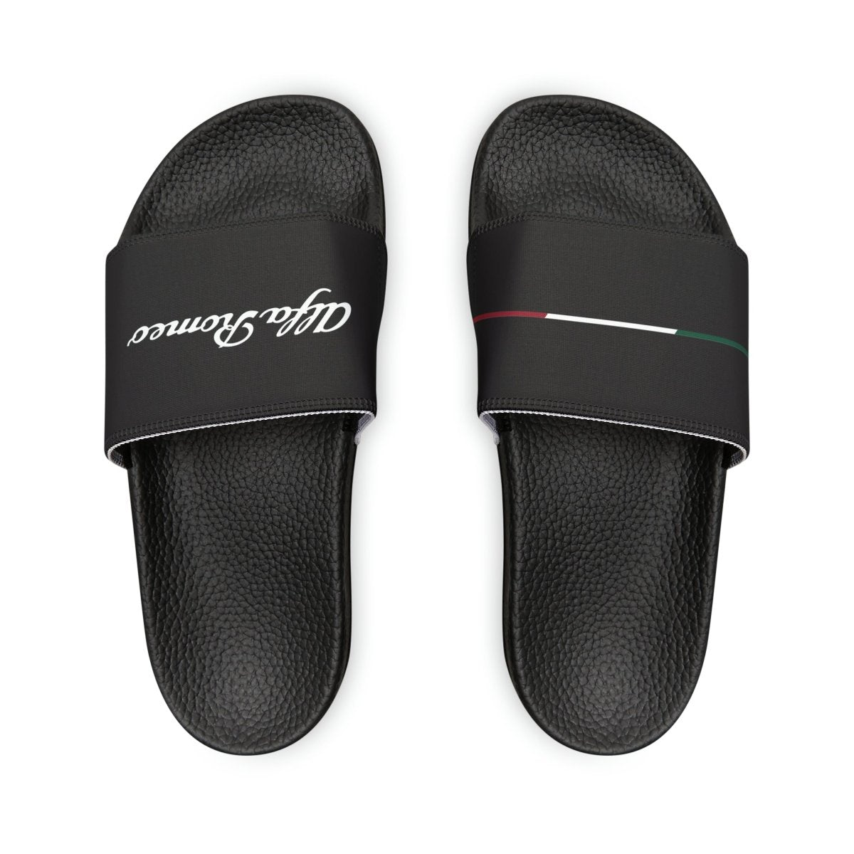 Alfa Romeo Script & Racing Flag Slide Sandals - Custom, Personalized - Shoes - AI Print Spot