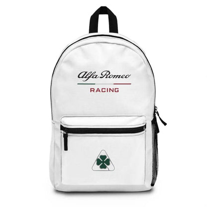 Alfa White Alfa Romeo Racing Quadrifoglio Backpack - Custom, Personalized - AI Print Spot